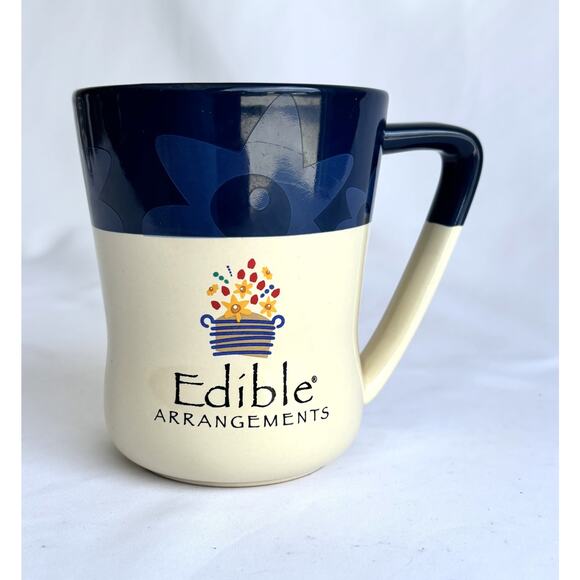 Edible Arrangements Ceramic Coffee Mug Navy Blue/Cream 16 oz - Picture 2 of 8